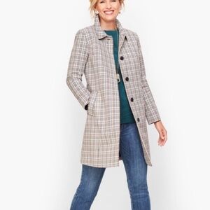 NWOT- Talbots Plaid Checkered Mac Classic Lined Jacket Overcoat Sz 14